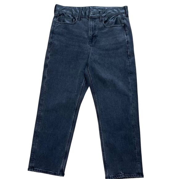 American Eagle Faux Leather & Black Denim Jeans, High Rise, Casual, NEW! 12S - Picture 4 of 7